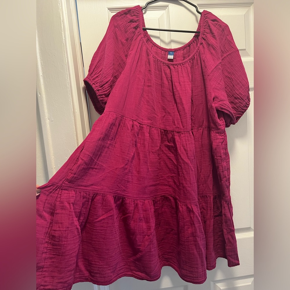 Puff Sleeve Tiered Shift Dress